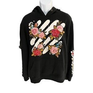 Krisp nyc women's L rose floral embroidered long sleeve hoodie
